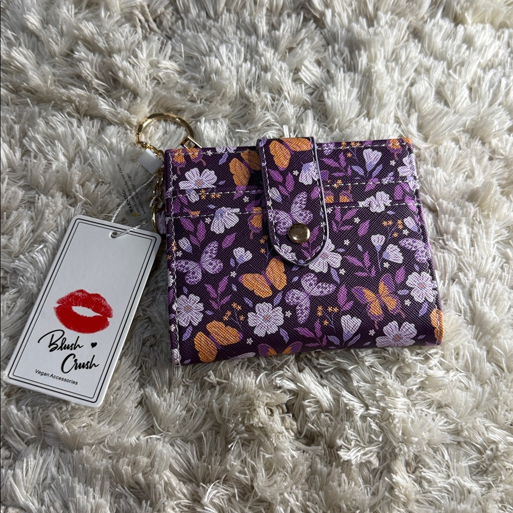 Floral Purple and Orange Butterfly Wallet